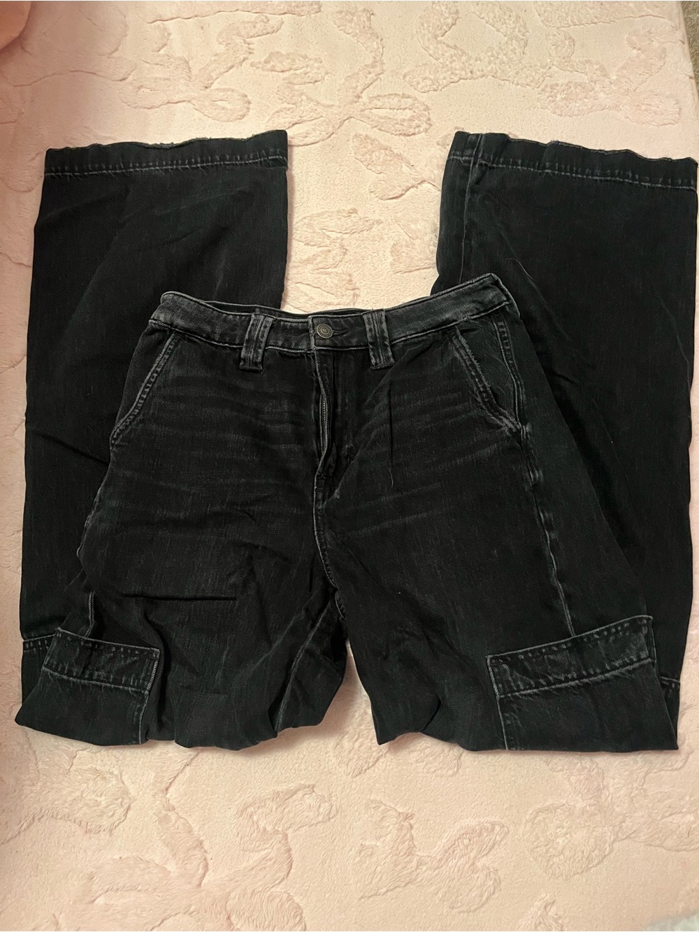 Women’s Black Cargo Jeans - Classic Straight Fit